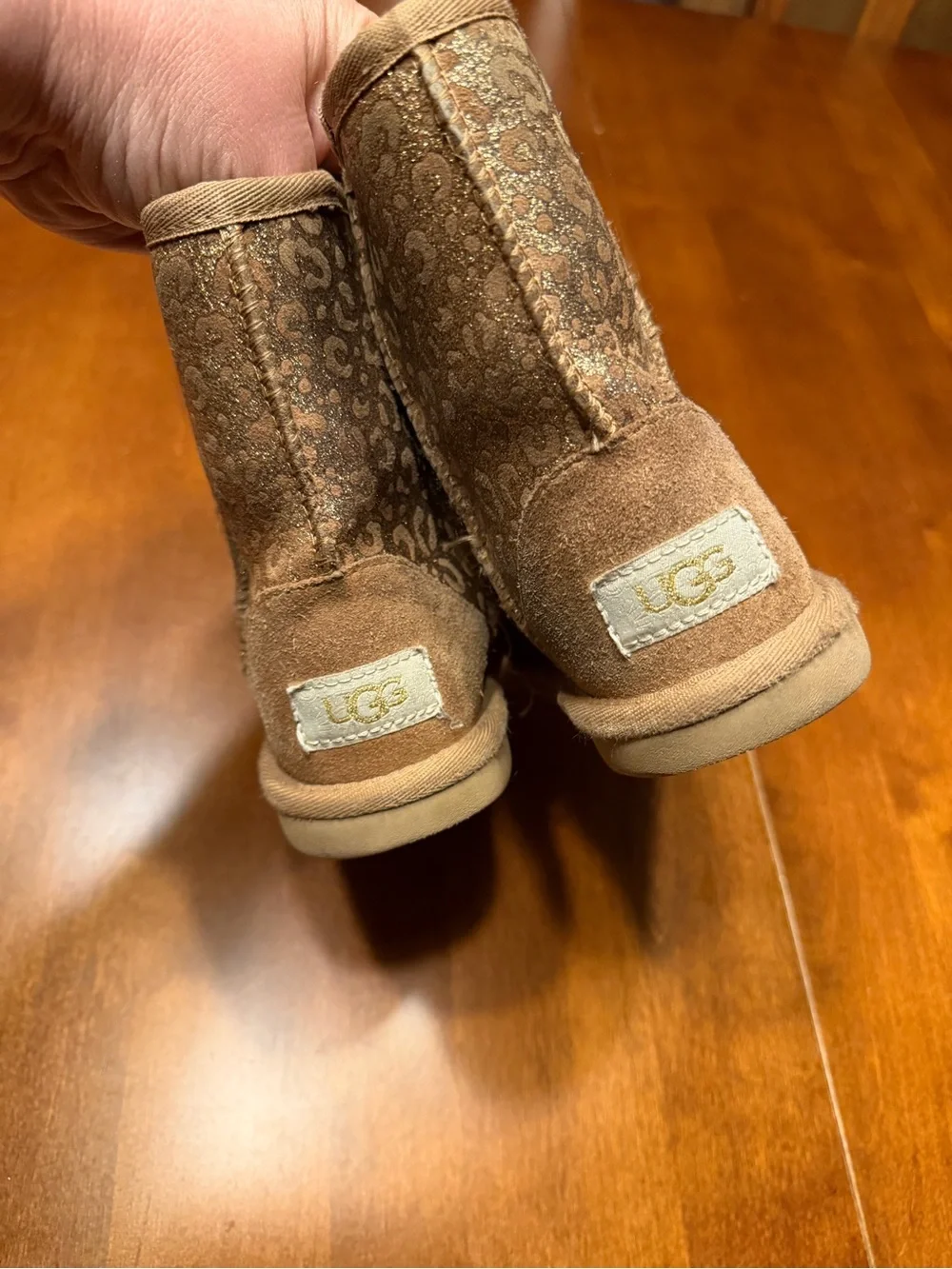 UGG Kids Metallic Brown Patterned Faux-Fur Boots